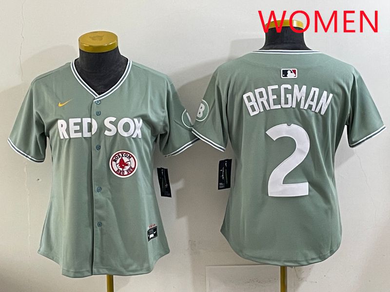 Women 2025 Boston Red Sox 2 Bregman Green Joint Name Nike MLB Jersey style 9